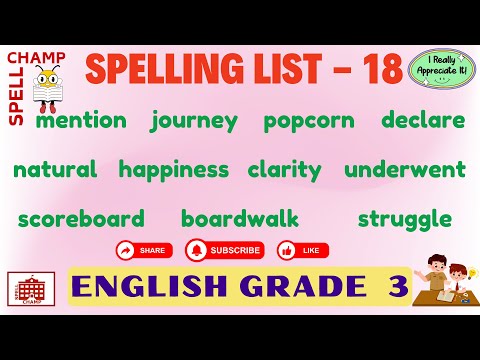 English Grade 3 Spelling List 18