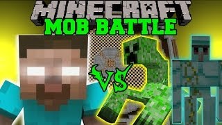 HEROBRINE VS DIAMOND GOLEM, MUTANT CREEPER, & TITAN - Minecraft Mob Battles - Mods