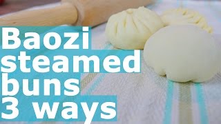 Radish Baozi steamed buns in 3 ways Chinese vegan food recipe 包子三種包法