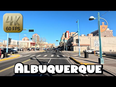 Driving Around Downtown Albuquerque, New Mexico in 4k Video
