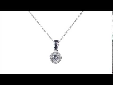 Diamond Halo Pendant 1/4 Carat in 14K White Gold