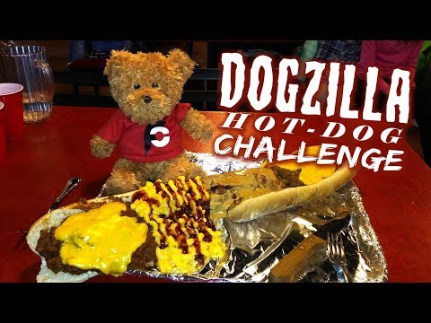 CHEESY 5LB DOGZILLA HOT DOG CHALLENGE!!