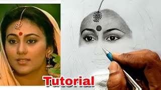 Sita drawing | Dipika chikhlia drawing | step by step tutorial Episode 01| ramayan | eye &amp; forehead