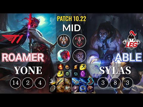 T1 Roamer Yone vs LEG Able Sylas Mid - KR Patch 10.22