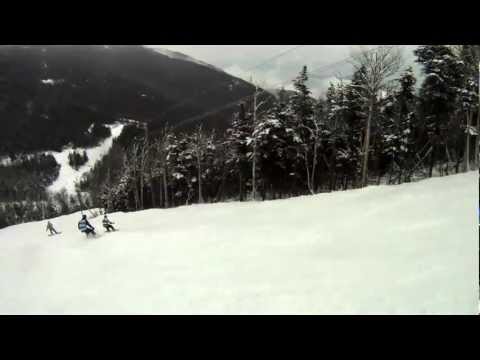 Snowboarding a double black diamond@ White Face Lake Placid
