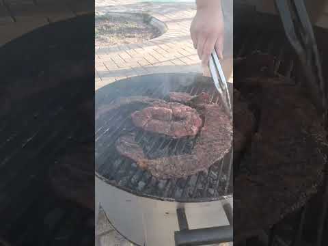 fajitas on the jumbo 22" old smoky BBQ