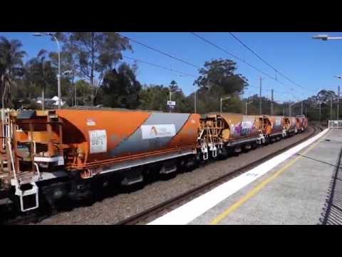 Double XRN's with a ballast train at Narara station- 31/8/15
