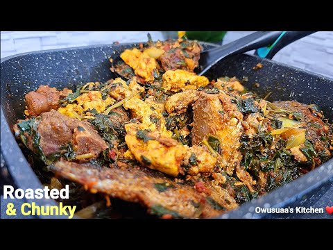 Let's make my ROASTED chunky egusi spinach Stew ||The best ghanaian palava sauce recipe