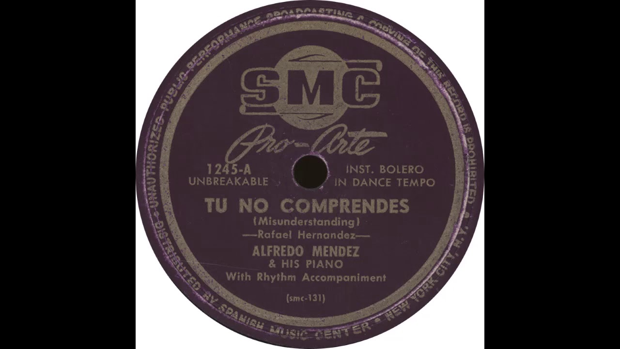 SMC 1245 A – Tu No Comprendes – Alfredo Mendez and his Piano