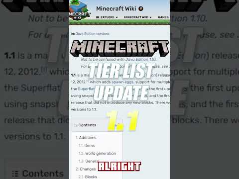Minecraft 1.1 Update Tier List
