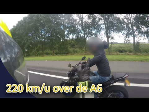 Motorrijder met 220 km/u over de A6. (in 4K) Politie Vlogger Jan-Willem. NR 48