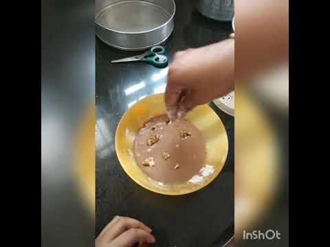 walnut chocolata mug cake in oven