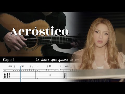 Acrostico - Shakira | Fingerstyle Guitar TAB + Chords Tutorial