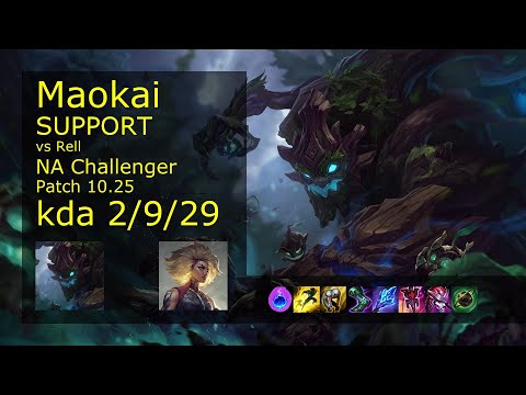 Maokai Support vs Rell - NA Challenger 2/9/29 Patch 10.25 Gameplay