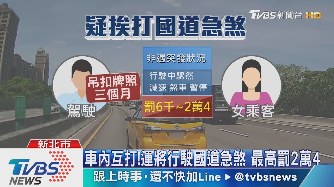 疑起口角!乘客運將互毆 國道急煞險追撞