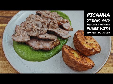 Picanha Steak And Broccoli Spinach Puree With Roasted...