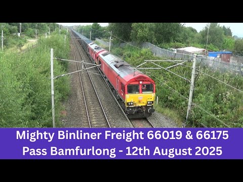 Mighty Binliner Freight 66019 & 66175 Pass Bamfurlong - 12th August 2025