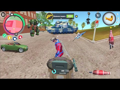 Rope Hero Vice Town (Red Superhero Drive Round Ball Car) Rope Hero Fight Car Robot - Gameplay HD