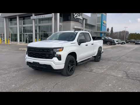 2026 Chevrolet Silverado 1500 Double Cab Standard Box 4-Wheel Drive Custom in White for sale at Royal Chevrolet in Orangeville, ON