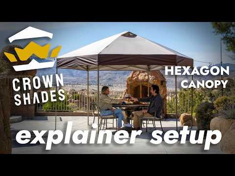 Crown Shades 14' x 12' CenterLOK® 6-Sided Canopy Tent - GSIX-143A Explainer Setup video thumbnail