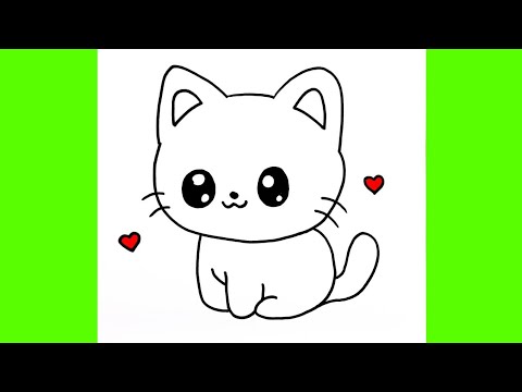 Kolay Sevimli Bir Kedi Resmi Adım Adım Nasıl Çizilir, Çocuklar İçin Kolay Öğretici Çizimler