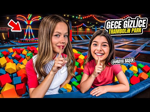 MAYA AND I SNEAKENED AT THE TRAMPOLINE PARK AT NIGHT! WE WERE CAUGHT!? | Gamze Karta