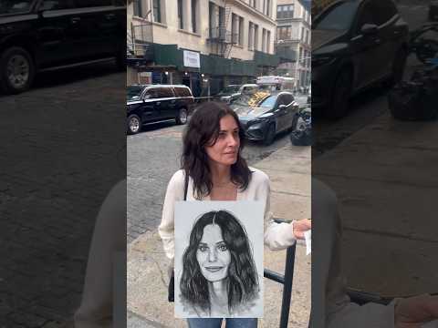 I spotted Courtney Cox on the street and drew her! *insane reaction*