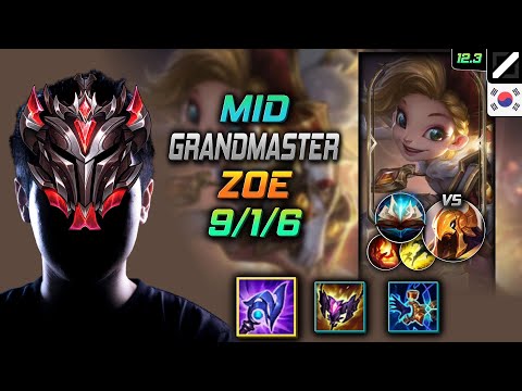 GrandMaster Zoe Mid vs Azir - 천상계 미드 조이 루덴 봉풀주 - LOL KR 12.3