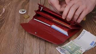 Кошелек для женщин из натуральной кожи с геометрическим клапаном ST Leather 22547 бордовый
