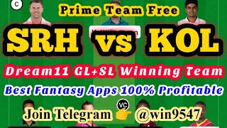 SRH vs KOL Dream11 Team Prediction | SRH vs KKR | IPL 2021 | 100% Winning Team Free | GL Team free |