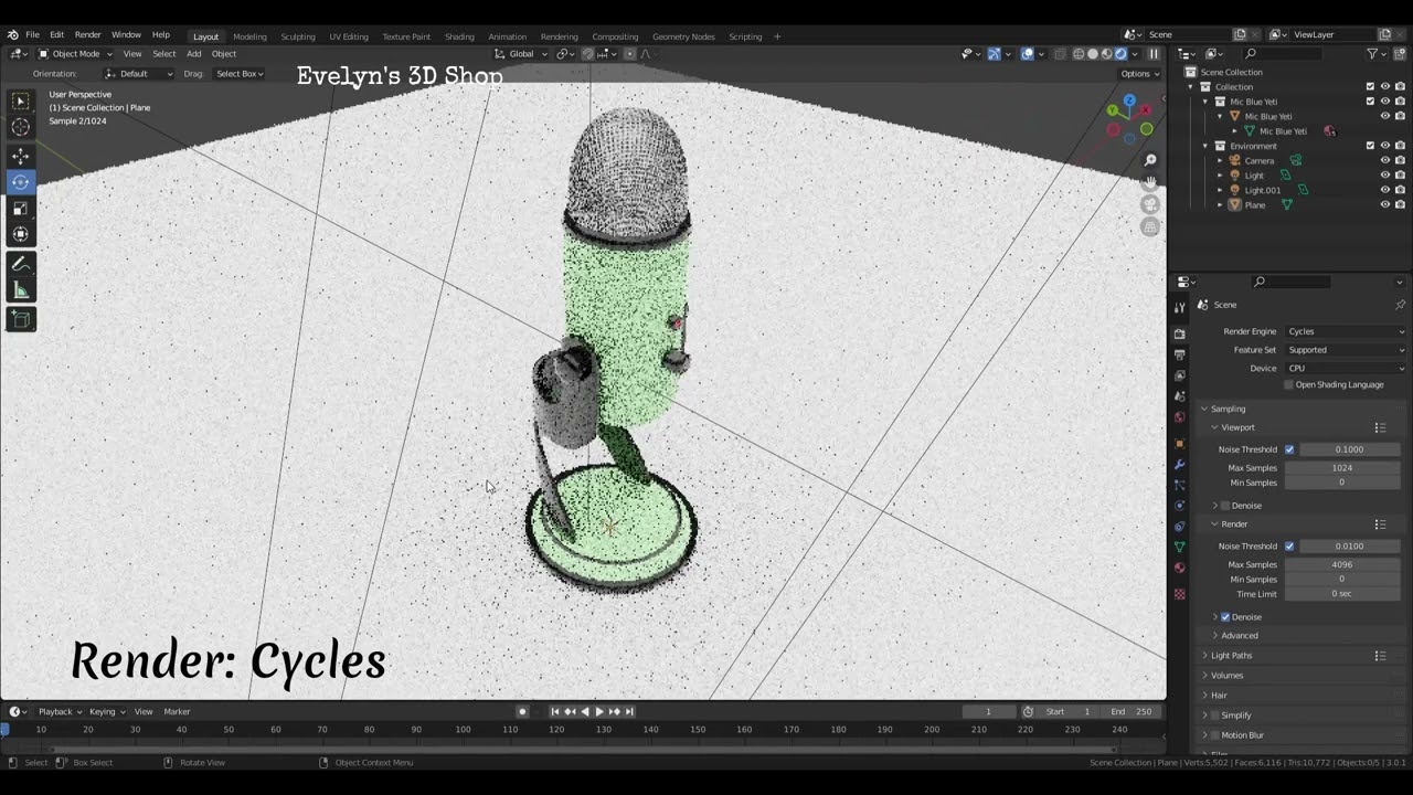 Microfono Yeti blu Modello 3D