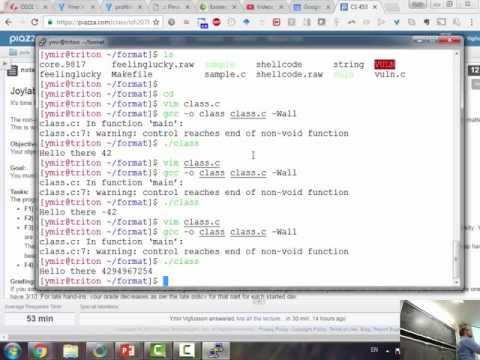 CS453 - Format string attack, example attack.