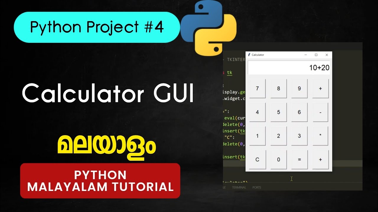 Calculator GUI | Tkinter |  Python Projects#4  | Malayalam Tutorial