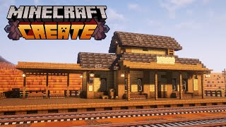 Minecraft WESTERN Train Station with Create Mod! 🐎 | Build Tutorial