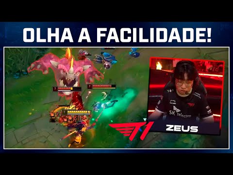 T1 Zeus jogando de Yasuo HUMILHOU os Adversarios