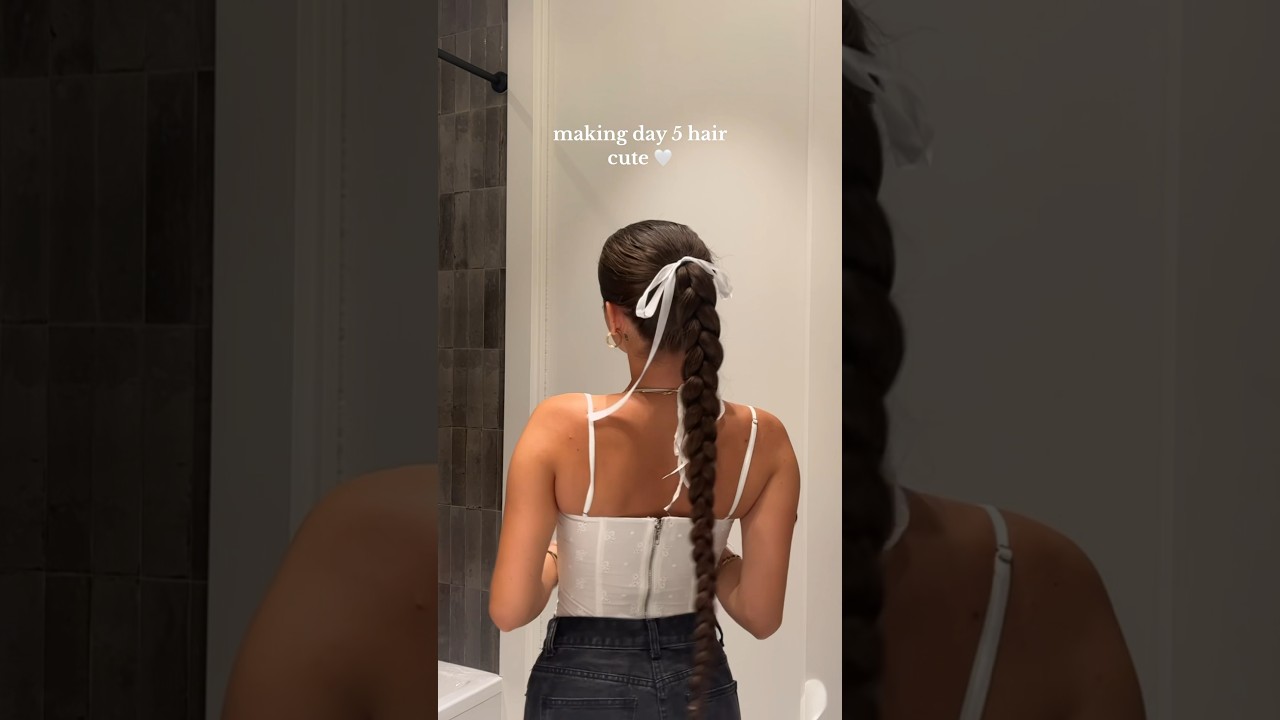 Slicked braid with a bow 🤍🎀#hairstyle #hairvlog #hairinspo #hairstyles #hairtutorial #hairoftheday