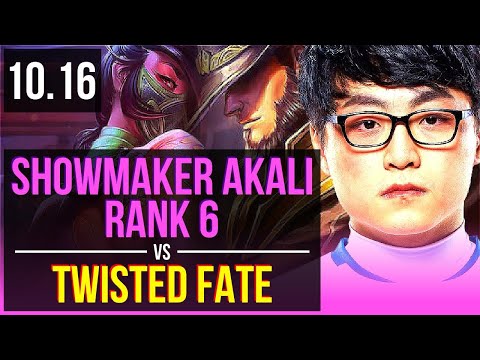 ShowMaker AKALI vs TWISTED FATE (MID) | Rank 6, Rank 4 Akali, KDA 11/2/2 | KR Challenger | v10.16