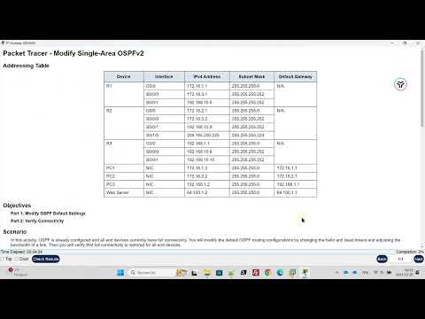 2.4.11 Packet Tracer - Modify Single-Area OSPFv2