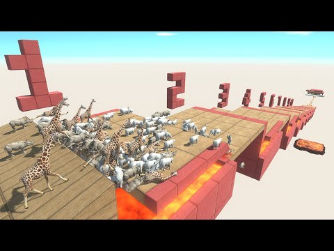 Running and Jumping Through 10 Levels of Lava Stairs - Animal Revolt Battle Simulator