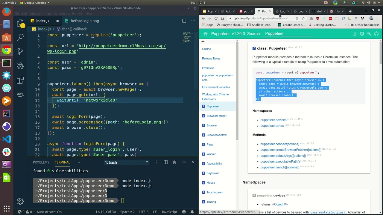 Automation with a headless browser: Puppeteer