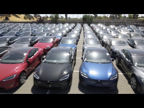 Tesla Fremont Flyover - Temp S Delivery Lot - Jun 6, 2021