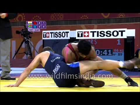 Sushil Kumar wrestles for gold at Commonwealth Games 2010