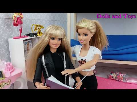 Barbie sisters morning routine video in bunkbed bedroom and bathroom