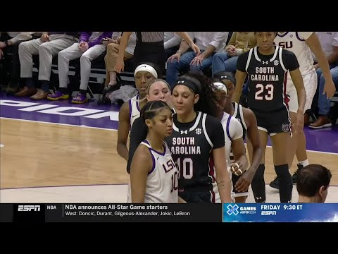 👀 Angel Reese, Cardoso STARE DOWN Each Other After Blocked Shots! #1 South Carolina vs #9 LSU Tigers