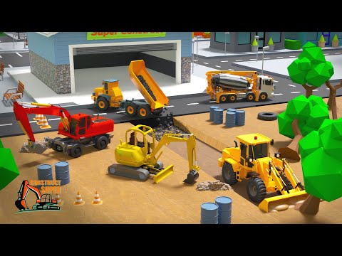 Mini Excavator + Concrete Mixer = Ultimate Road Team! 🚜🧱 | Construction Simulator