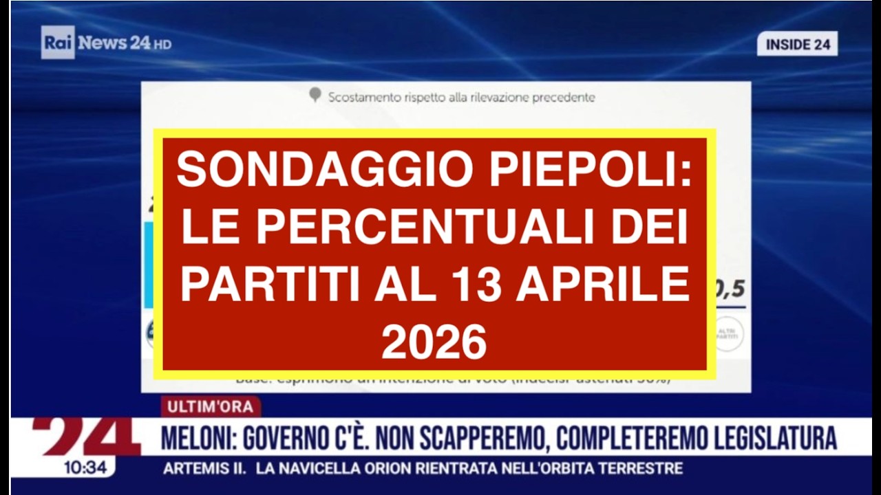 SONDAGGIO PIEPOLI: LE PERCENTUALI DEI PARTITI AL 13 APRILE 2026