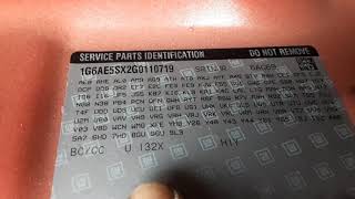 Cadillac ATS Paint Code  and Options Tag Location 2014 and up