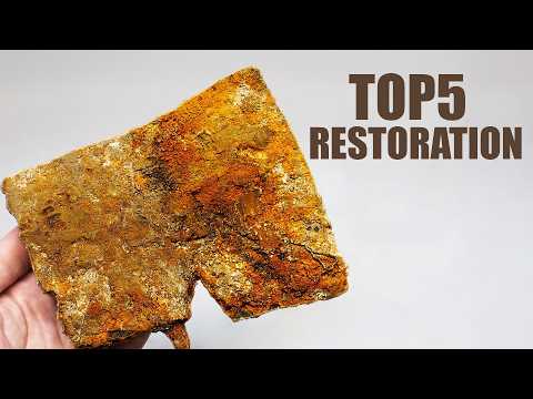 TOP 5 Extremely Rusty Antique Axe Restorations. ASMR Video