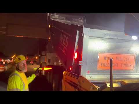 Dump truck hauling asphalt