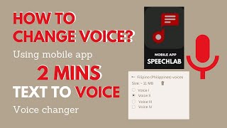 How to change voice | Voice Over | Text to voice | Speechlab Mobile App | 1-2 mins. Voice change.